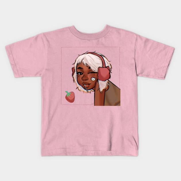 Strawberry Girl Kids T-Shirt by P0tatoo_Zay